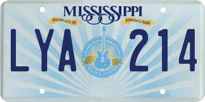 MS license plate LYA214