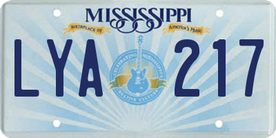 MS license plate LYA217