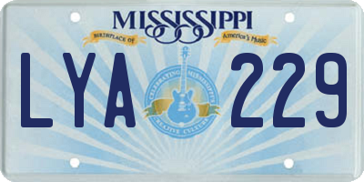MS license plate LYA229