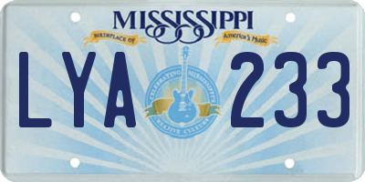 MS license plate LYA233