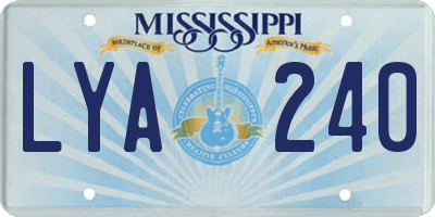 MS license plate LYA240