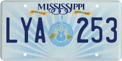 MS license plate LYA253