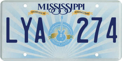 MS license plate LYA274