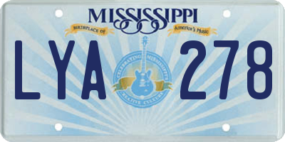 MS license plate LYA278