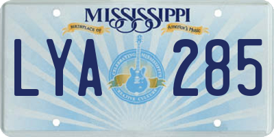 MS license plate LYA285