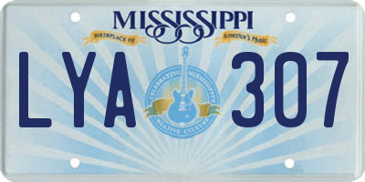 MS license plate LYA307