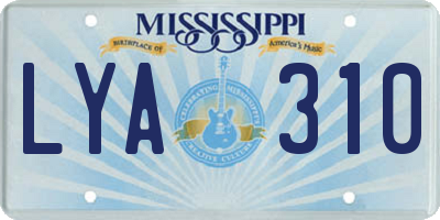 MS license plate LYA310
