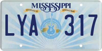 MS license plate LYA317