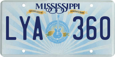 MS license plate LYA360