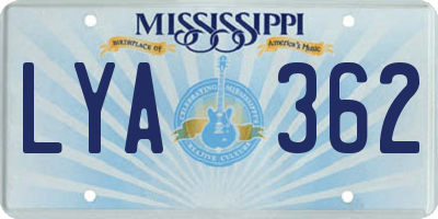 MS license plate LYA362