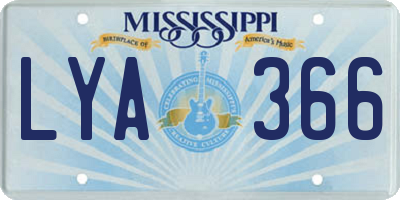 MS license plate LYA366