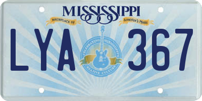 MS license plate LYA367