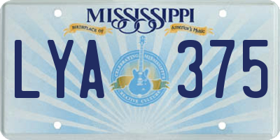 MS license plate LYA375