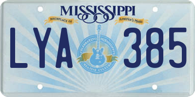 MS license plate LYA385