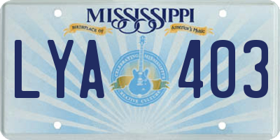 MS license plate LYA403
