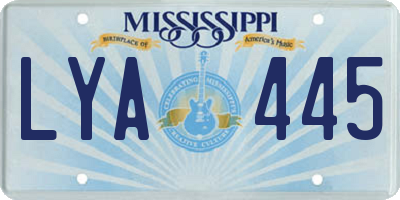 MS license plate LYA445