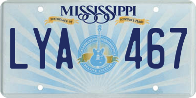 MS license plate LYA467