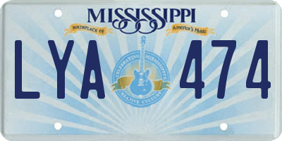 MS license plate LYA474