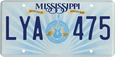 MS license plate LYA475