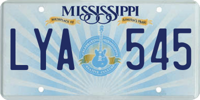 MS license plate LYA545