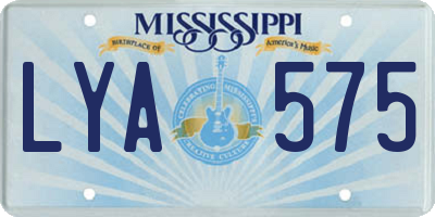 MS license plate LYA575