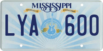 MS license plate LYA600