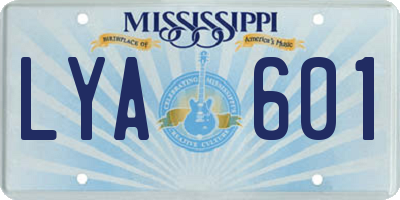 MS license plate LYA601