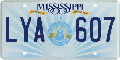 MS license plate LYA607