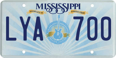 MS license plate LYA700