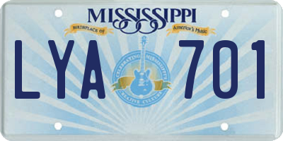 MS license plate LYA701