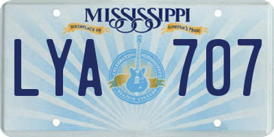 MS license plate LYA707