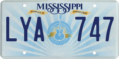 MS license plate LYA747