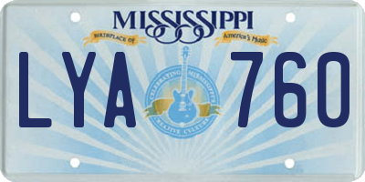 MS license plate LYA760