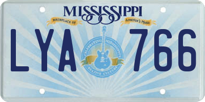 MS license plate LYA766