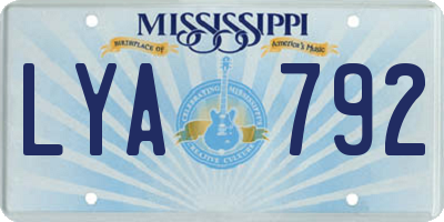 MS license plate LYA792
