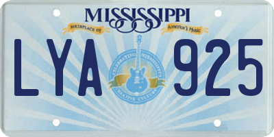 MS license plate LYA925