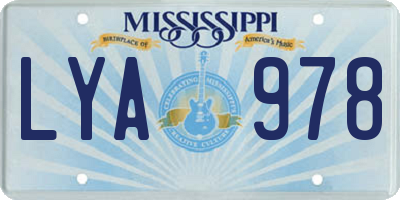 MS license plate LYA978