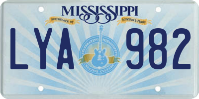 MS license plate LYA982