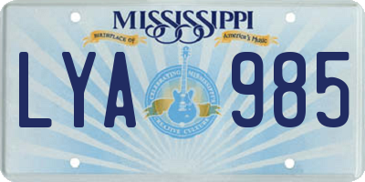 MS license plate LYA985