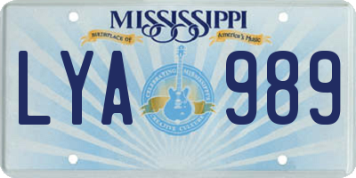 MS license plate LYA989