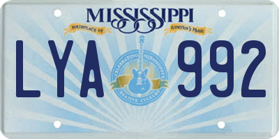 MS license plate LYA992