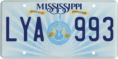 MS license plate LYA993