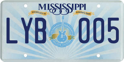 MS license plate LYB005