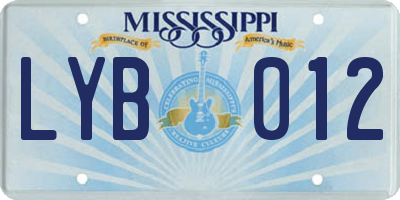 MS license plate LYB012