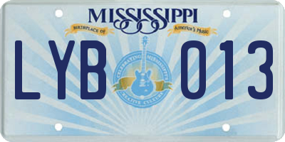 MS license plate LYB013