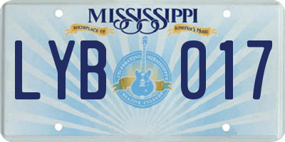 MS license plate LYB017