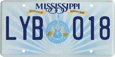 MS license plate LYB018
