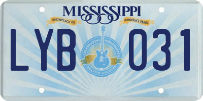 MS license plate LYB031