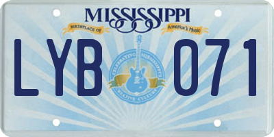 MS license plate LYB071