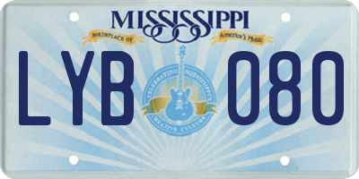 MS license plate LYB080